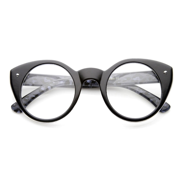Round Cat Eye Clear Fashion Frame Glasses Image 1