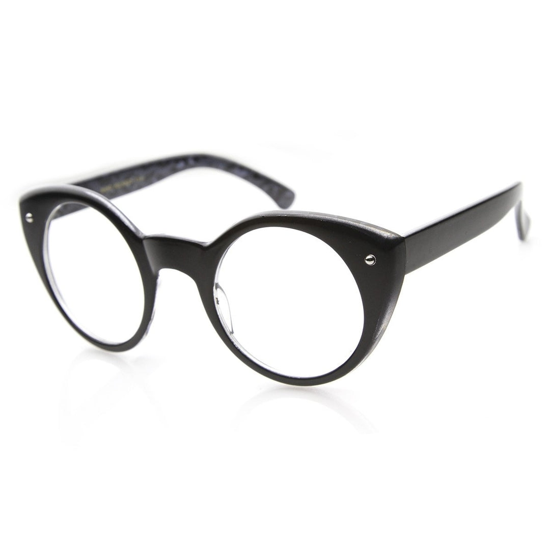 Round Cat Eye Clear Fashion Frame Glasses Image 2