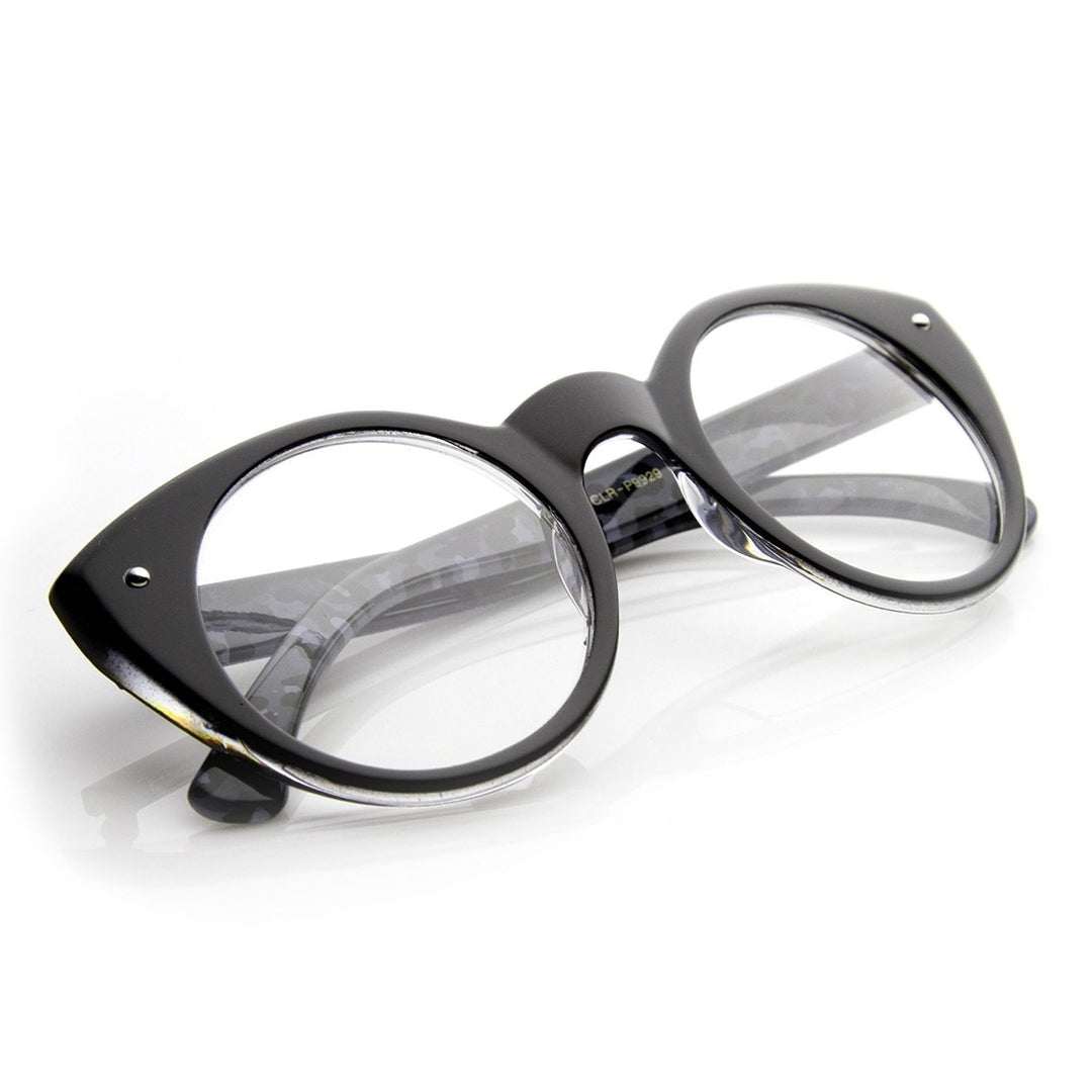 Round Cat Eye Clear Fashion Frame Glasses Image 4