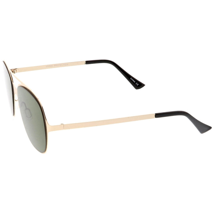 Sleek Metal Aviator Sunglasses With Double Crossbar Neutral Color Flat Lens 54mm Image 3