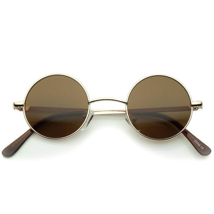 Small Retro Lennon Inspired Style Neutral-Colored Lens Round Metal Sunglasses 41mm Image 1