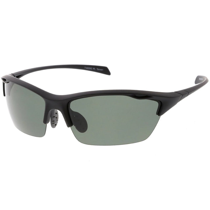 TR-90 Semi-Rimless Polarized Wrap Sunglasses 68mm Lightweight Sports Design Image 1