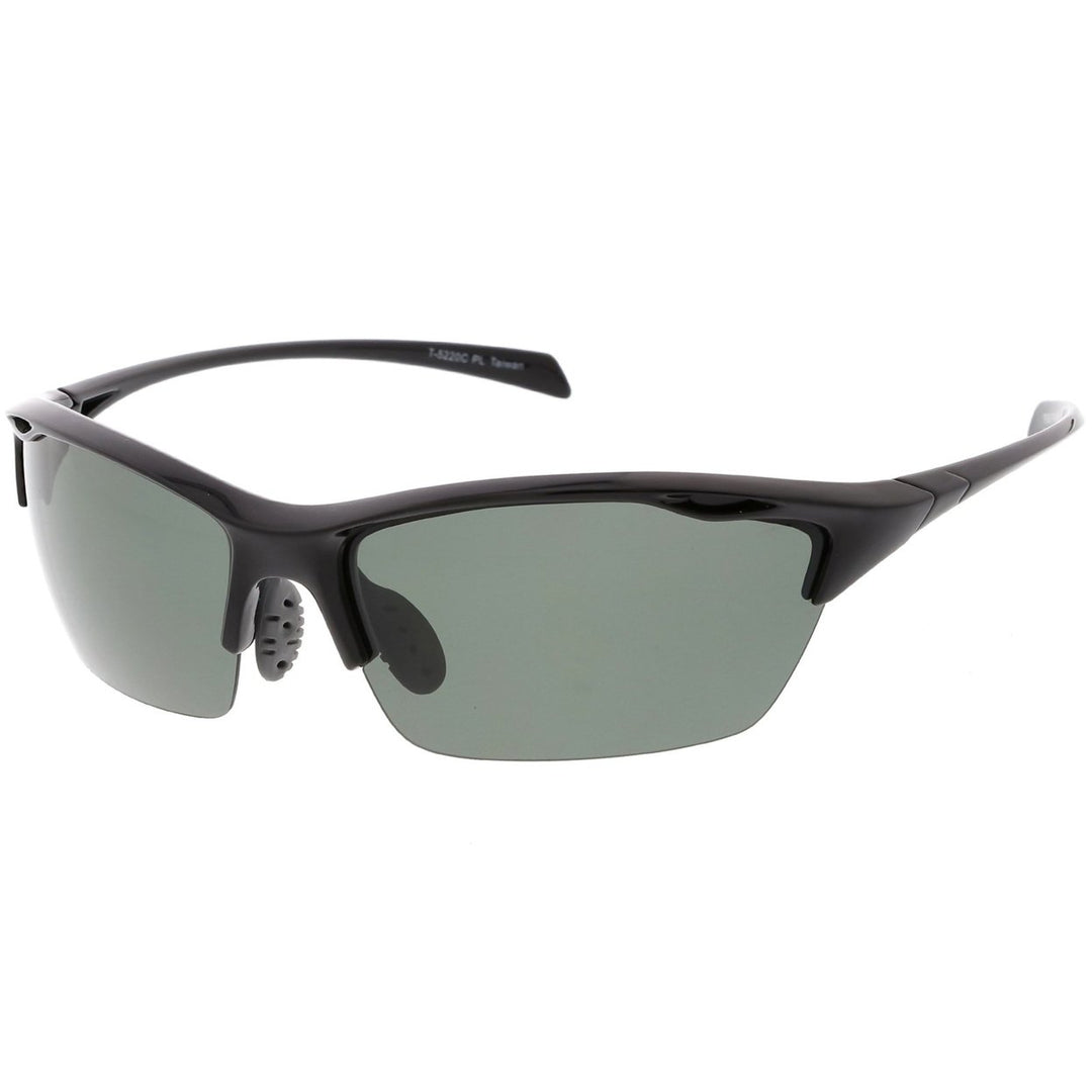 Sports TR-90 Semi-Rimless Wrap Sunglasses Ventilation Holes Polarized Lens 68mm Image 4