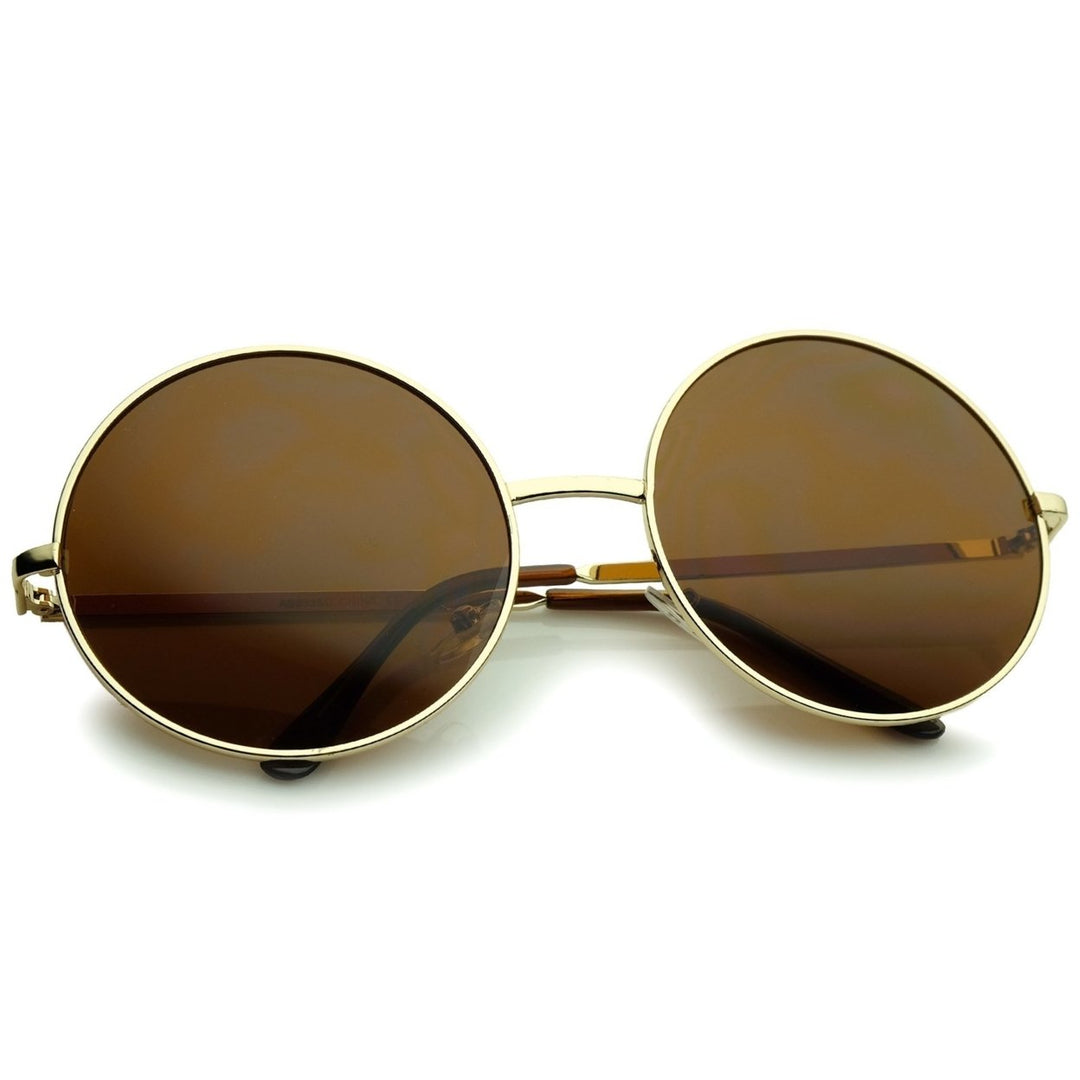 Super Large Oversize Slim Temple Round Sunglasses 61mm Image 4