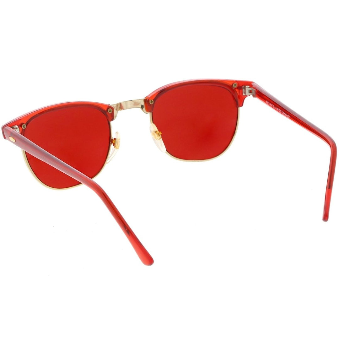 Vintage Horn Rimmed Semi Rimless Sunglasses Mirrored Square Lens 49mm UV Protection Image 4