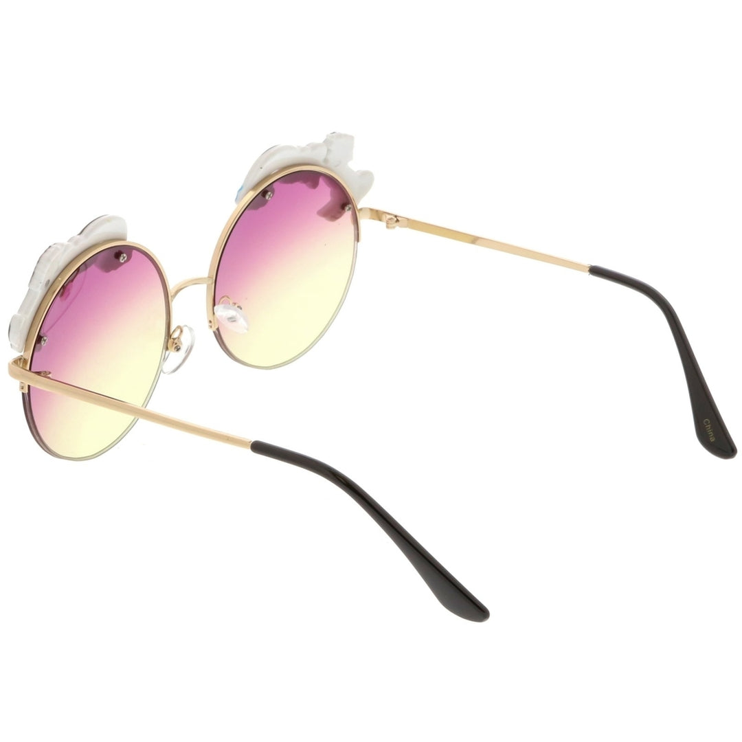 Unicorn Rainbow Semi Rimless Round Sunglasses With Gradient Colored Lens 56mm Image 4