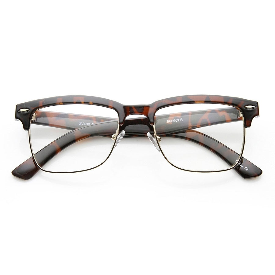 Unisex Semi-Rimless Fashion Glasses Tortoise Shell Acetate 51mm Lens Width Image 1