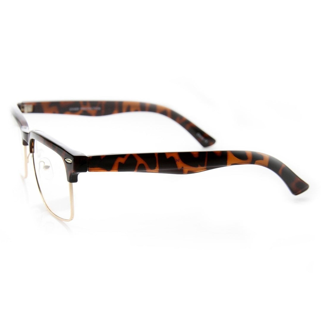 Unisex Semi-Rimless Fashion Glasses Tortoise Shell Acetate 51mm Lens Width Image 3