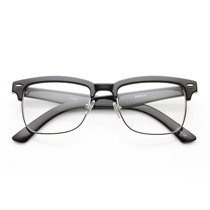 Unisex Semi-Rimless Fashion Glasses Tortoise Shell Acetate 51mm Lens Width Image 4