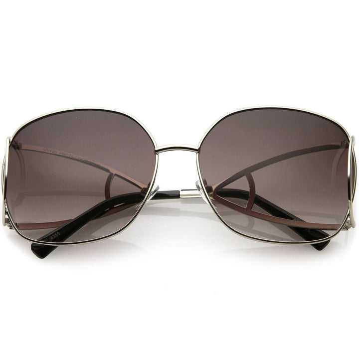 Womens Open Metal Arms Oversize Sunglasses Square Colored Lens 65mm Image 6