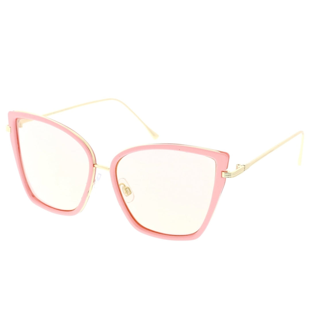 Womens Oversize Cat Eye Sunglasses With Slim Arms Colored Mirror Lens 56mm Image 3