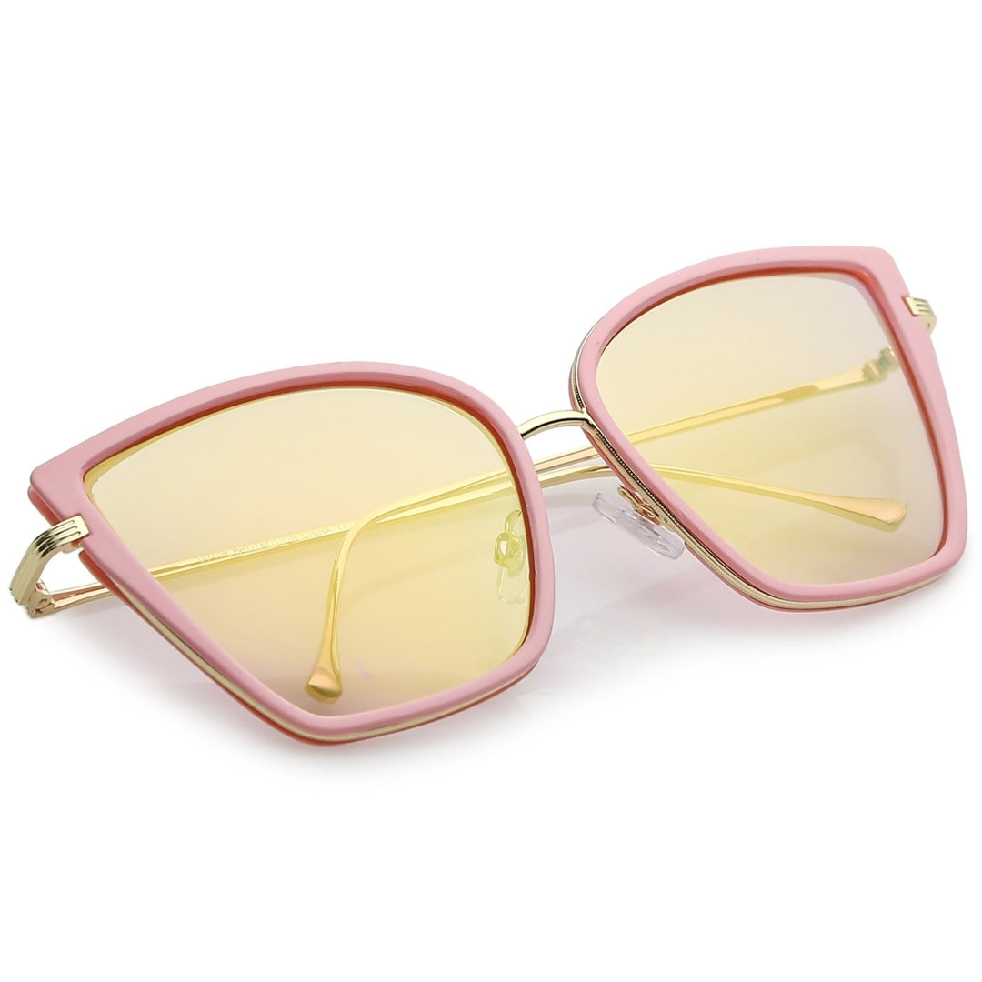 Womens Oversize Cat Eye Sunglasses With Slim Arms Colored Mirror Lens 56mm Image 4