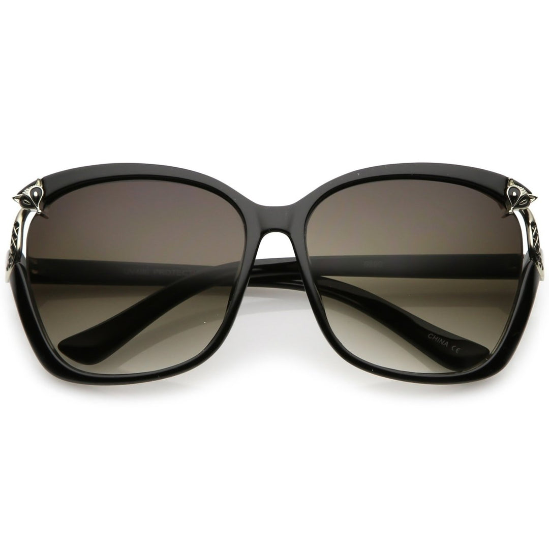 Womens Oversize Square Sunglasses With Metal Fox Accent Cutout 60mm Image 6