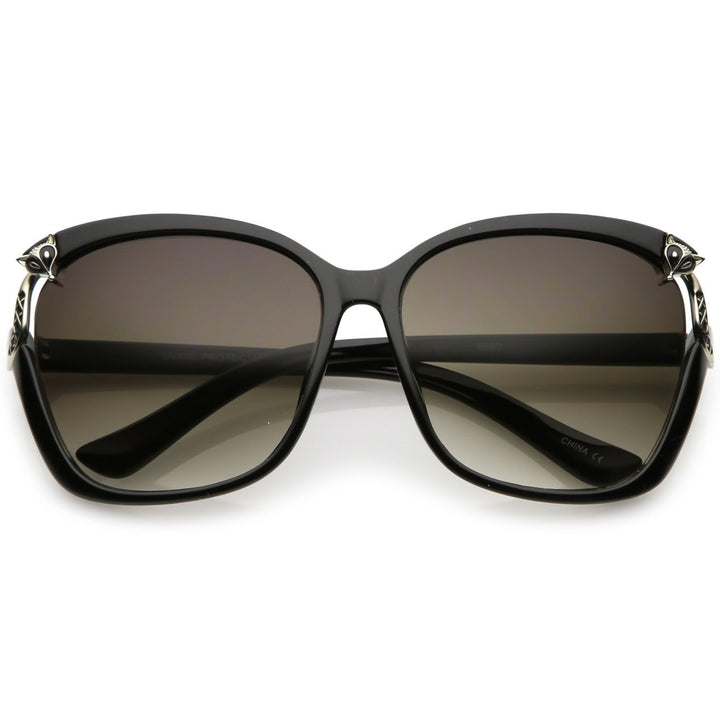 Womens Oversize Square Sunglasses With Metal Fox Accent Cutout 60mm Image 6