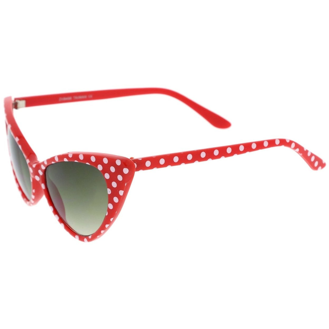 Womens Retro Polka Dot Oversize Cat Eye Sunglasses 50mm UV400 Lens Image 3