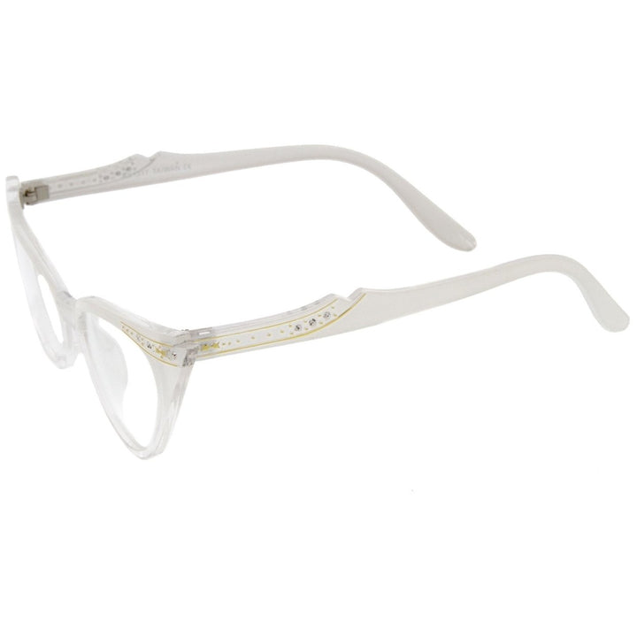 Womens Retro Rhinestone Cat Eye Glasses Clear Lens 51mm Plastic Frame Image 3