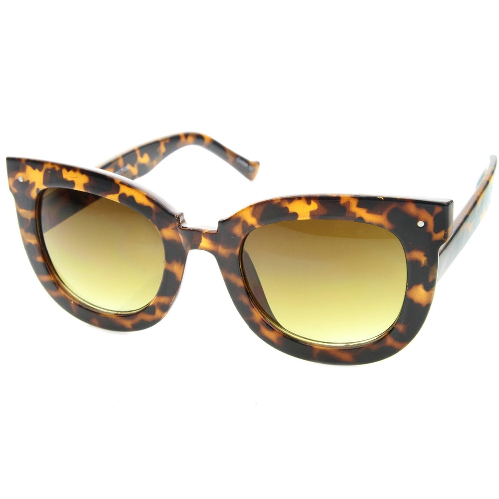 Womens Oversized Butterfly Horn Rimmed Round Cat Eye Sunglasses 67mm Image 2