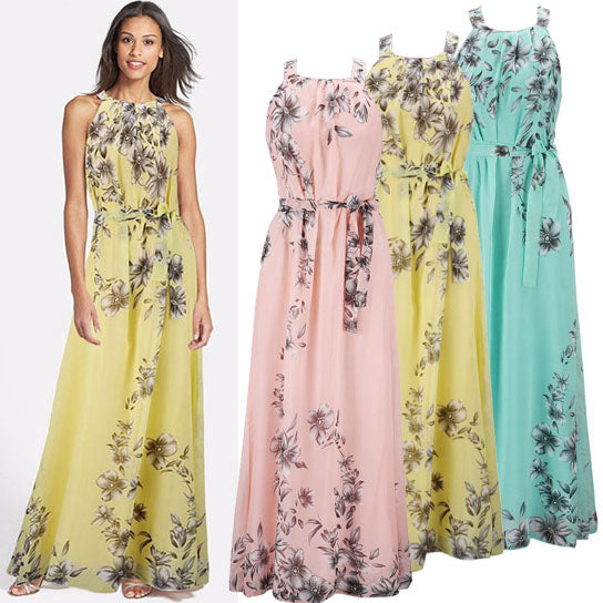 Halter Neck Floral Maxi Dress Image 1