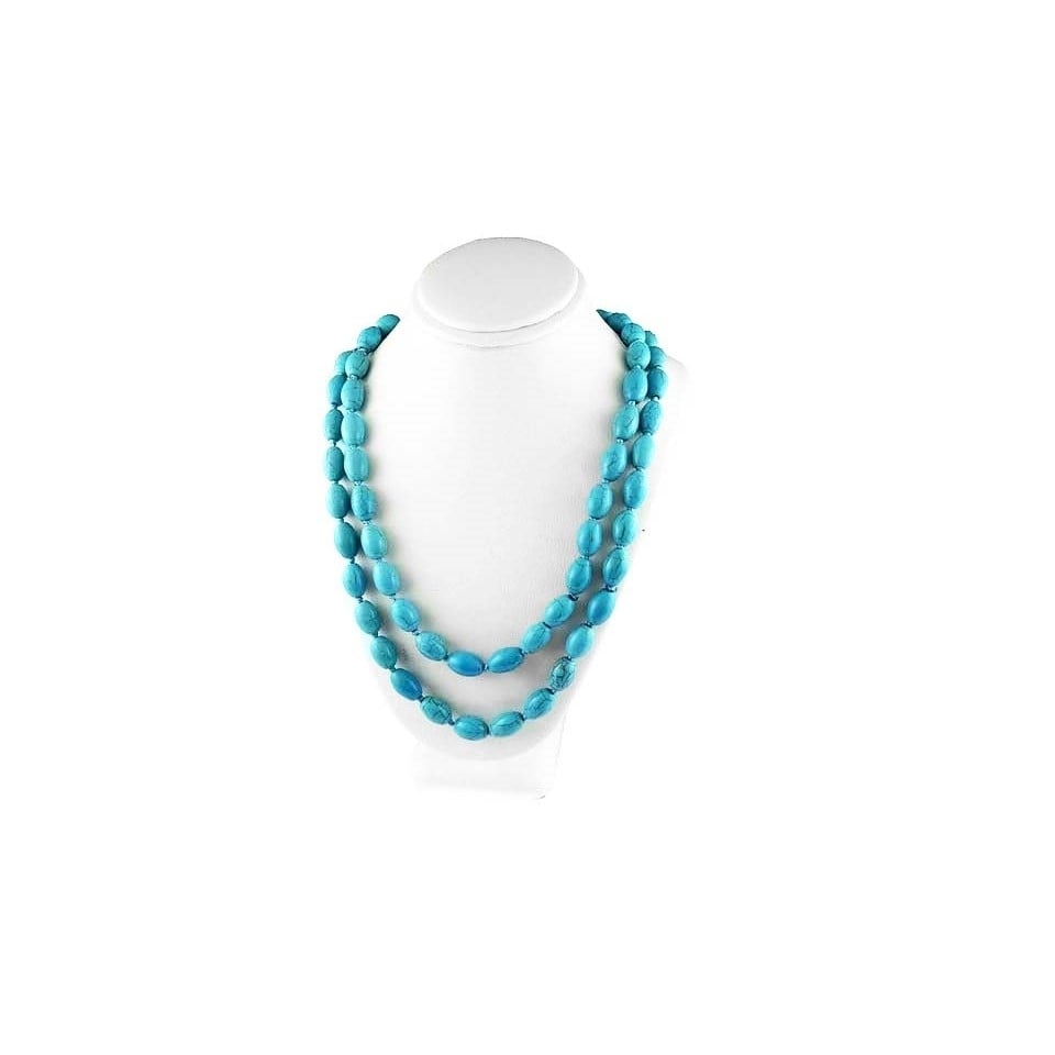 Genuine Turquoise Wrap Around Necklace 46 Inch Endless Design Jewelry Image 2