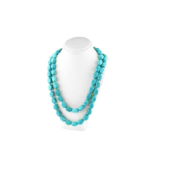 Genuine Turquoise Wrap Around Necklace 46 Inch Endless Design Jewelry Image 3