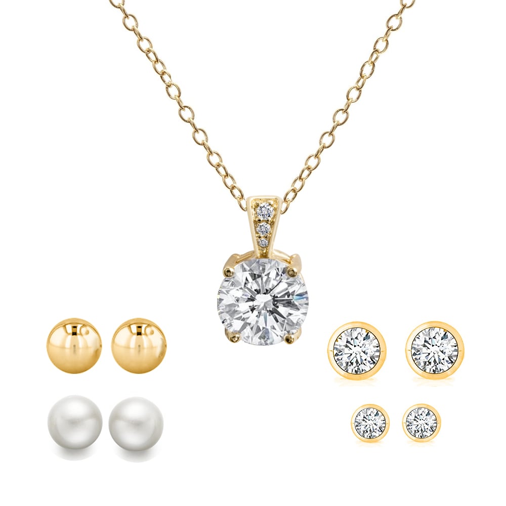 Swarovski Crystal Necklace Earrings Set 18k White Gold Plated 5 Piece Collection Image 2