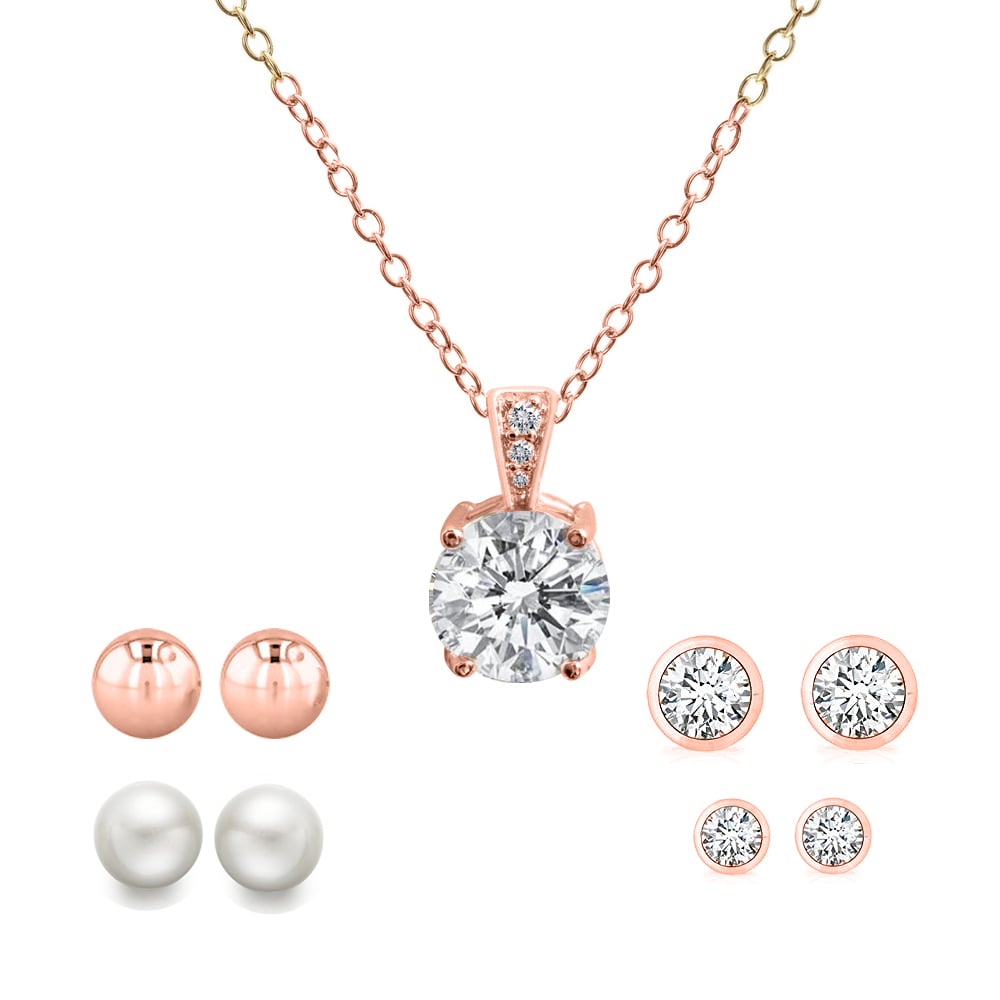 Swarovski Crystal Necklace Earrings Set 18k White Gold Plated 5 Piece Collection Image 3