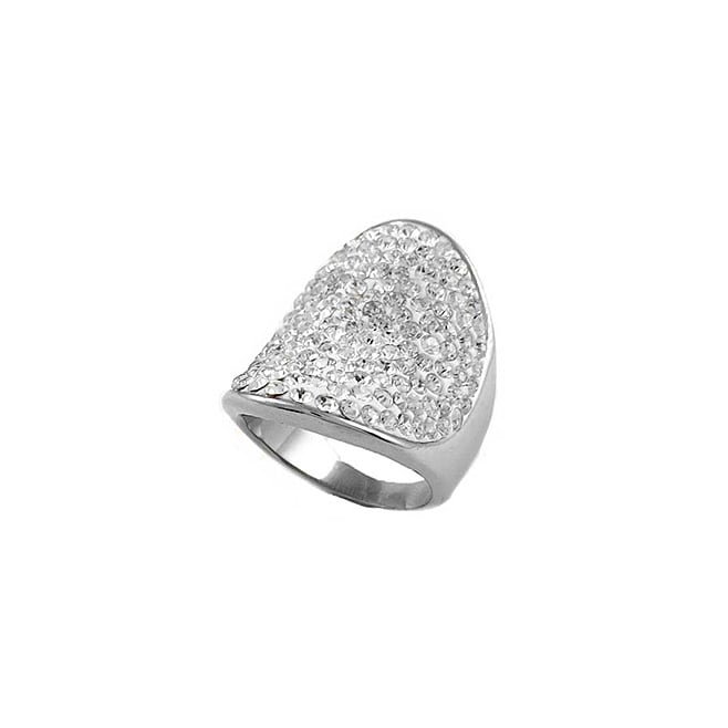 Swarovski Crystal Cocktail Ring 18k White Gold Plated Sizes 6-9 White Crystal Image 1