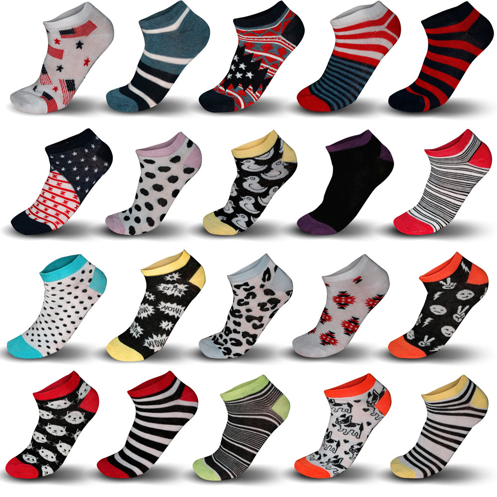 18-Pairs Mystery Deal: Womens Colorful Patterned Fashion Ankle Socks Image 3