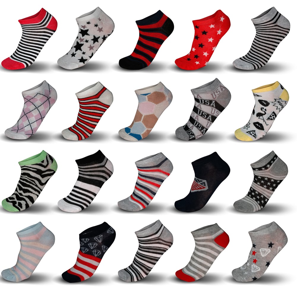 18-Pairs Mystery Deal: Womens Colorful Patterned Fashion Ankle Socks Image 4
