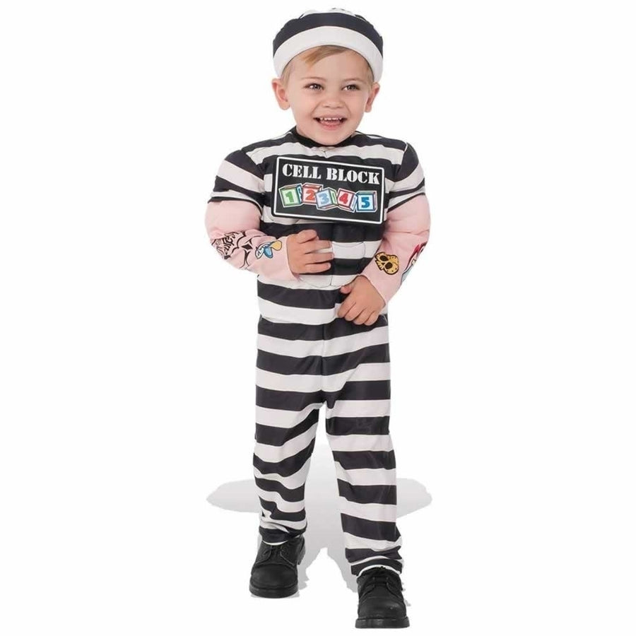 Lil Prisoner Cell Block Childs size M 8/10 Jailbird Striped Costume Outfit Rubie's Image 1