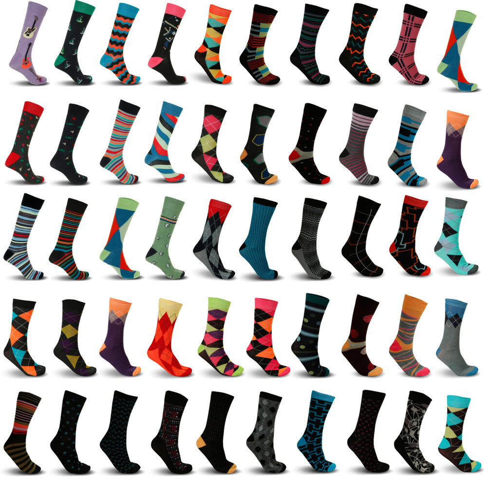 30-Pair Mens Patterned Dress Sock Mystery Deal Image 2