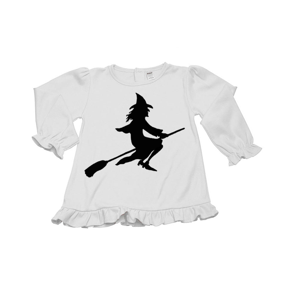 PandoraTees Girls Long Sleeve Ruffle - Witch Image 3