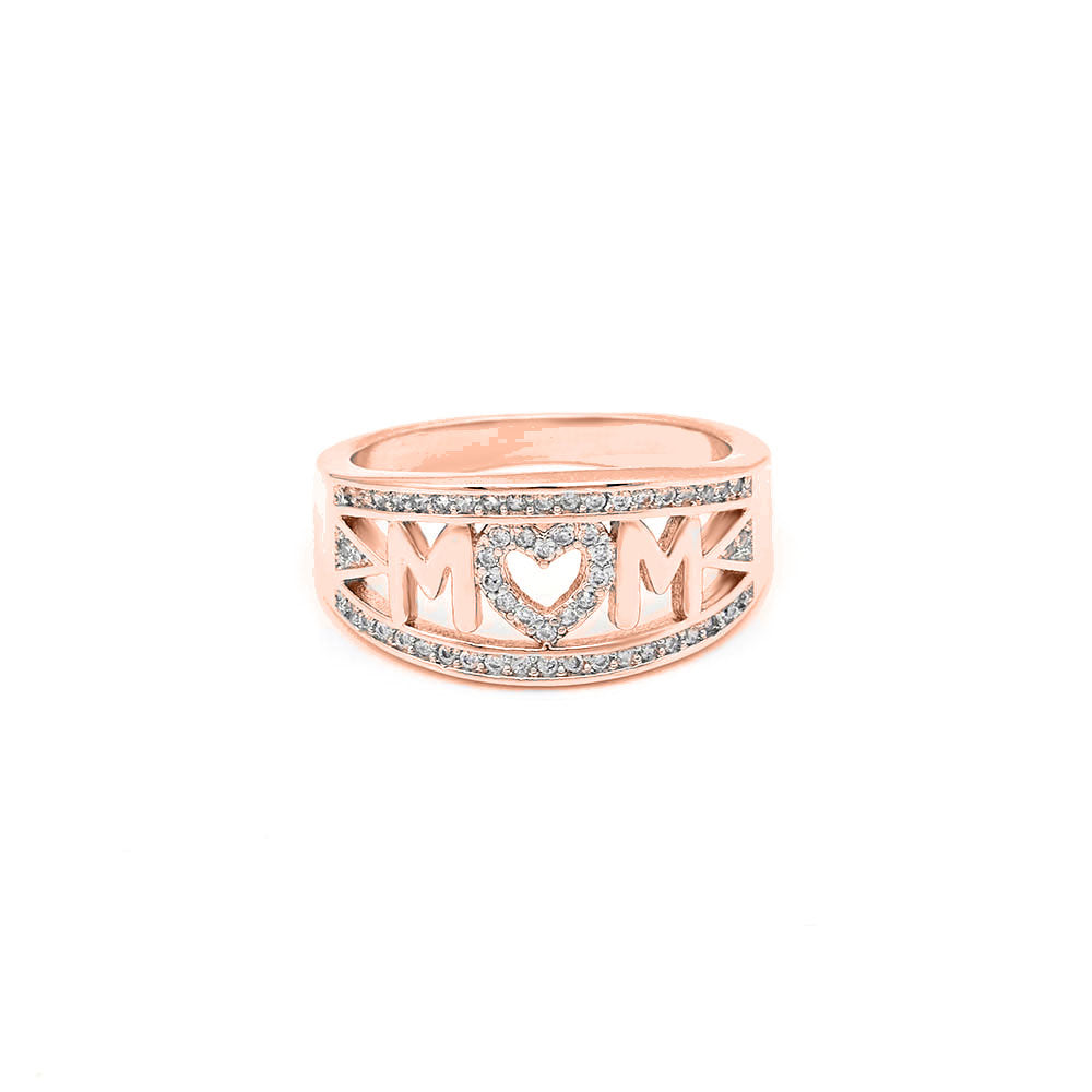 Simulated Diamond MoM Ring 18K Rose Gold Plated AAA Cubic Zirconia Size 6-9 Image 1