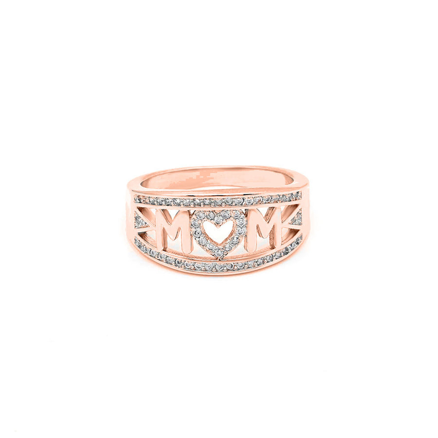 Simulated Diamond MoM Ring 18K Rose Gold Plated AAA Cubic Zirconia Size 6-9 Image 1