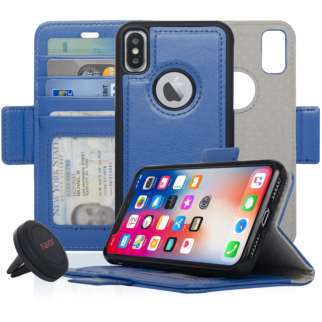 Navor Car Mount and Navor Detachable Magnetic Wallet Case for iPhone Xs and X with RFID Protection Image 4