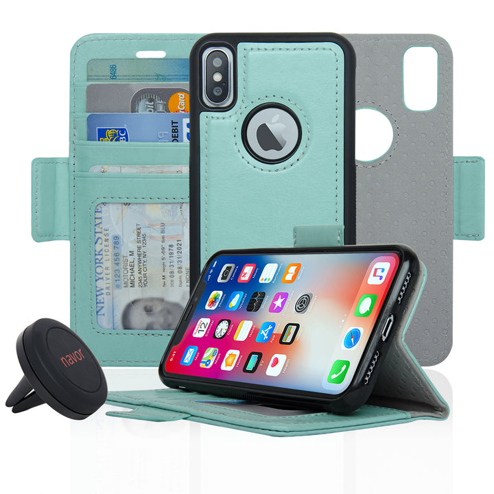 Navor Car Mount and Navor Detachable Magnetic Wallet Case for iPhone Xs and X with RFID Protection Image 6