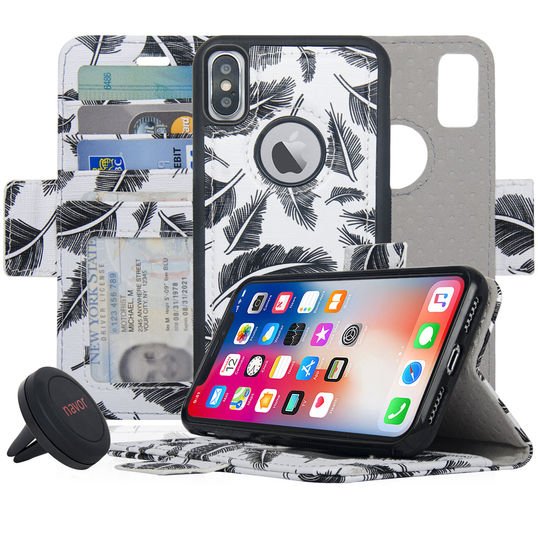 Navor Car Mount and Navor Detachable Magnetic Wallet Case for iPhone Xs and X with RFID Protection Image 7