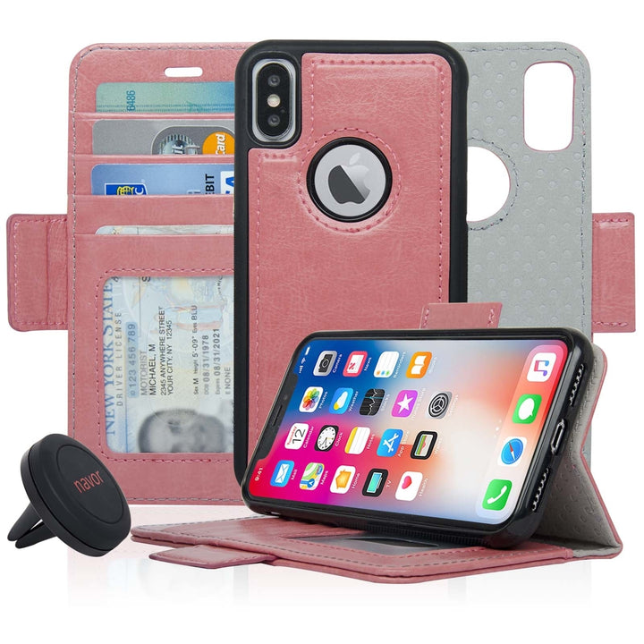 Navor Car Mount and Navor Detachable Magnetic Wallet Case for iPhone Xs and X with RFID Protection Image 8