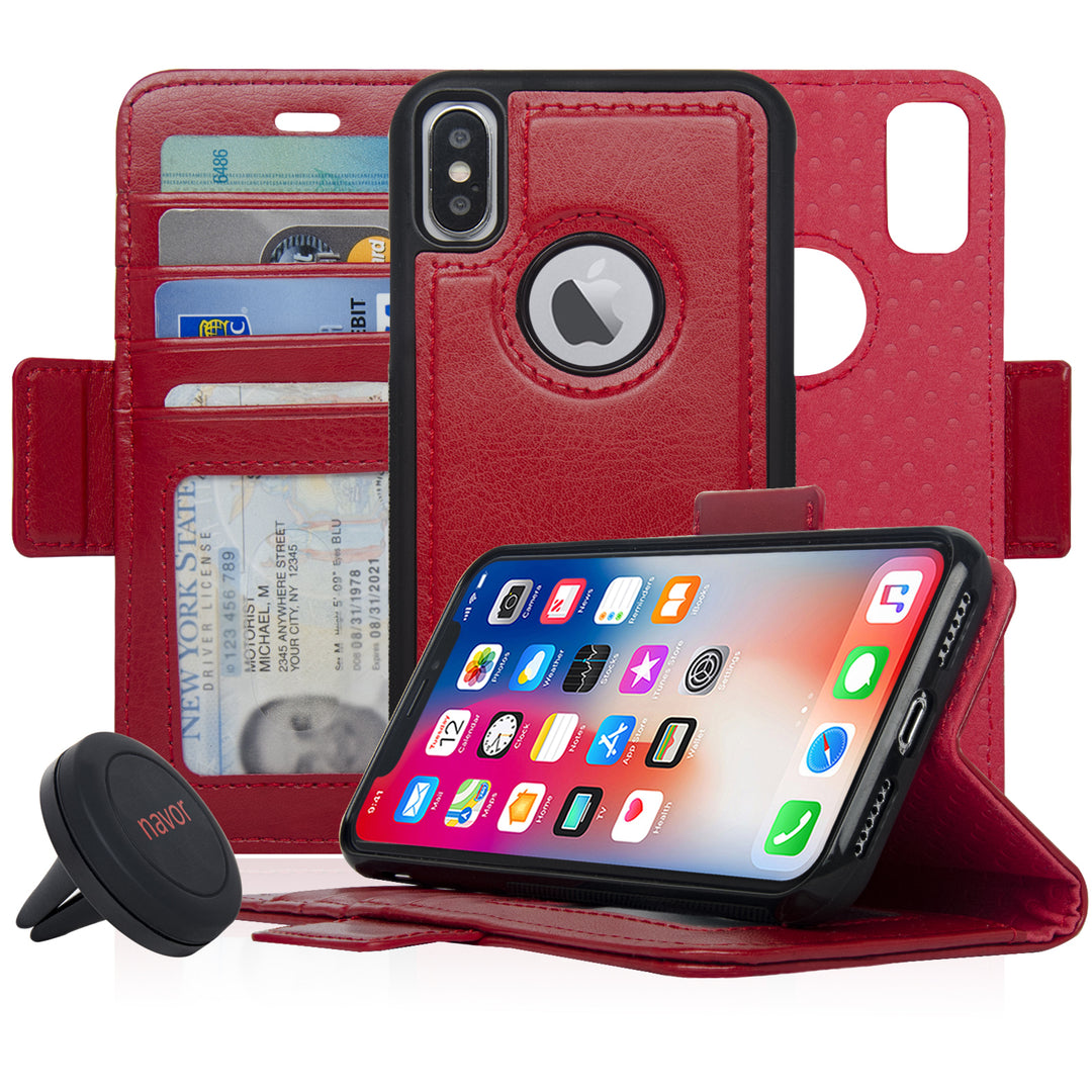 Navor Car Mount and Navor Detachable Magnetic Wallet Case for iPhone Xs and X with RFID Protection Image 10