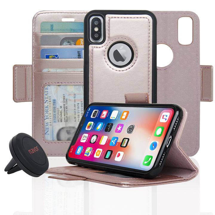 Navor Car Mount and Navor Detachable Magnetic Wallet Case for iPhone Xs and X with RFID Protection Image 11