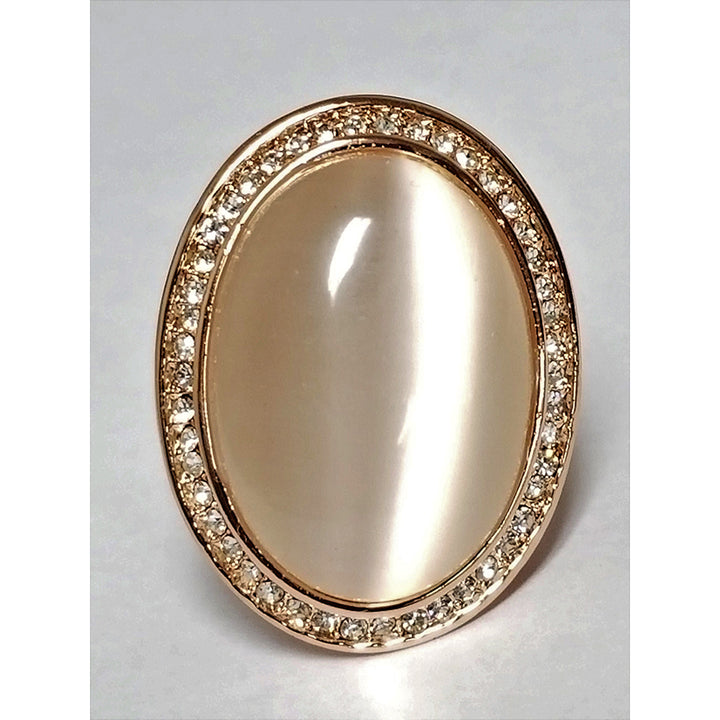 Exquisite Nude Moonstone Rose Gold Plated Crystal Ring Image 3