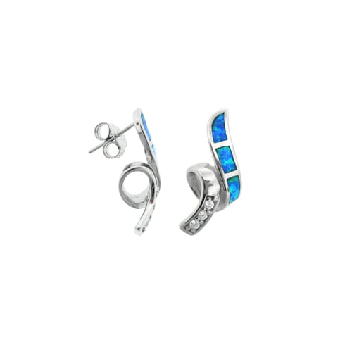 Sterling Silver Blue Opal Swirl Earring Image 1