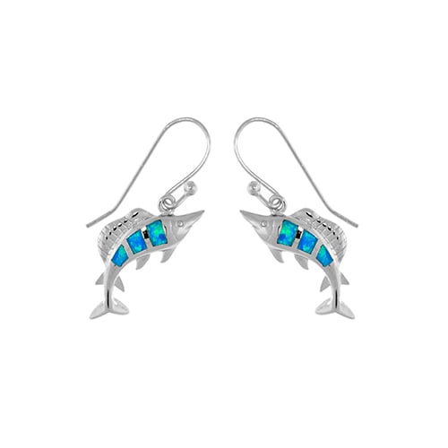 Sterling Silver Blue Opal Swordfish Wire Earring Image 1