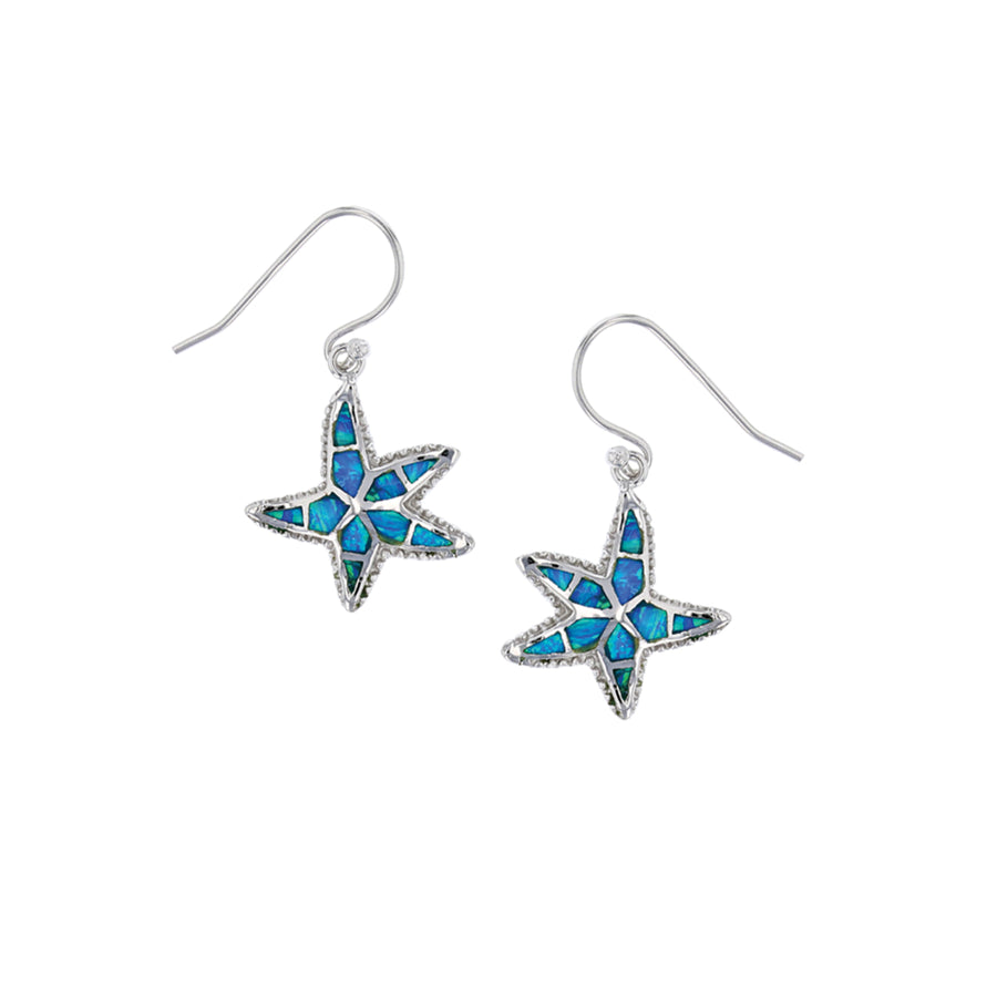 Sterling Silver Starfish Blue Opal Earring. Image 1