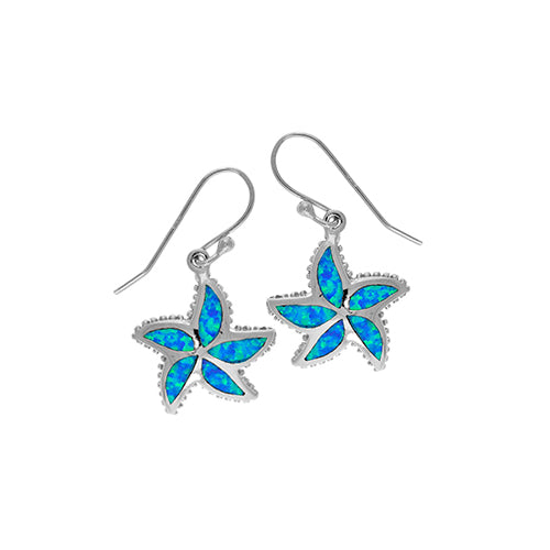 Sterling Silver Blue  Flower Earring Image 1