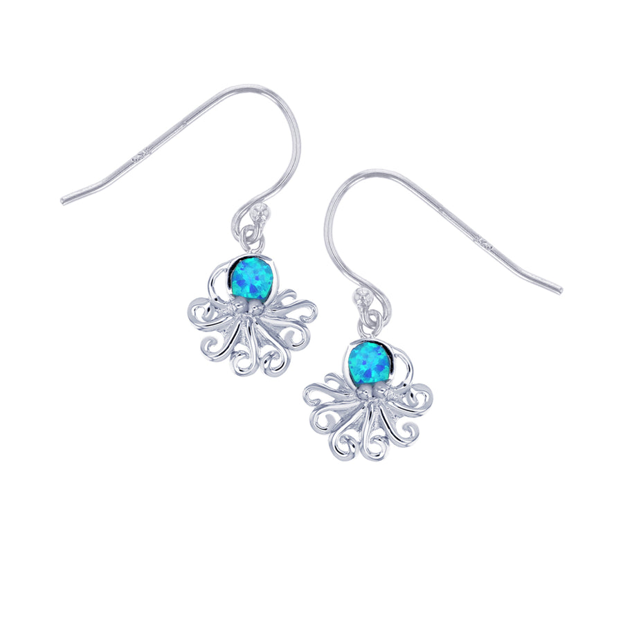 Sterling Silver Blue Opal Octopus Earring Image 1