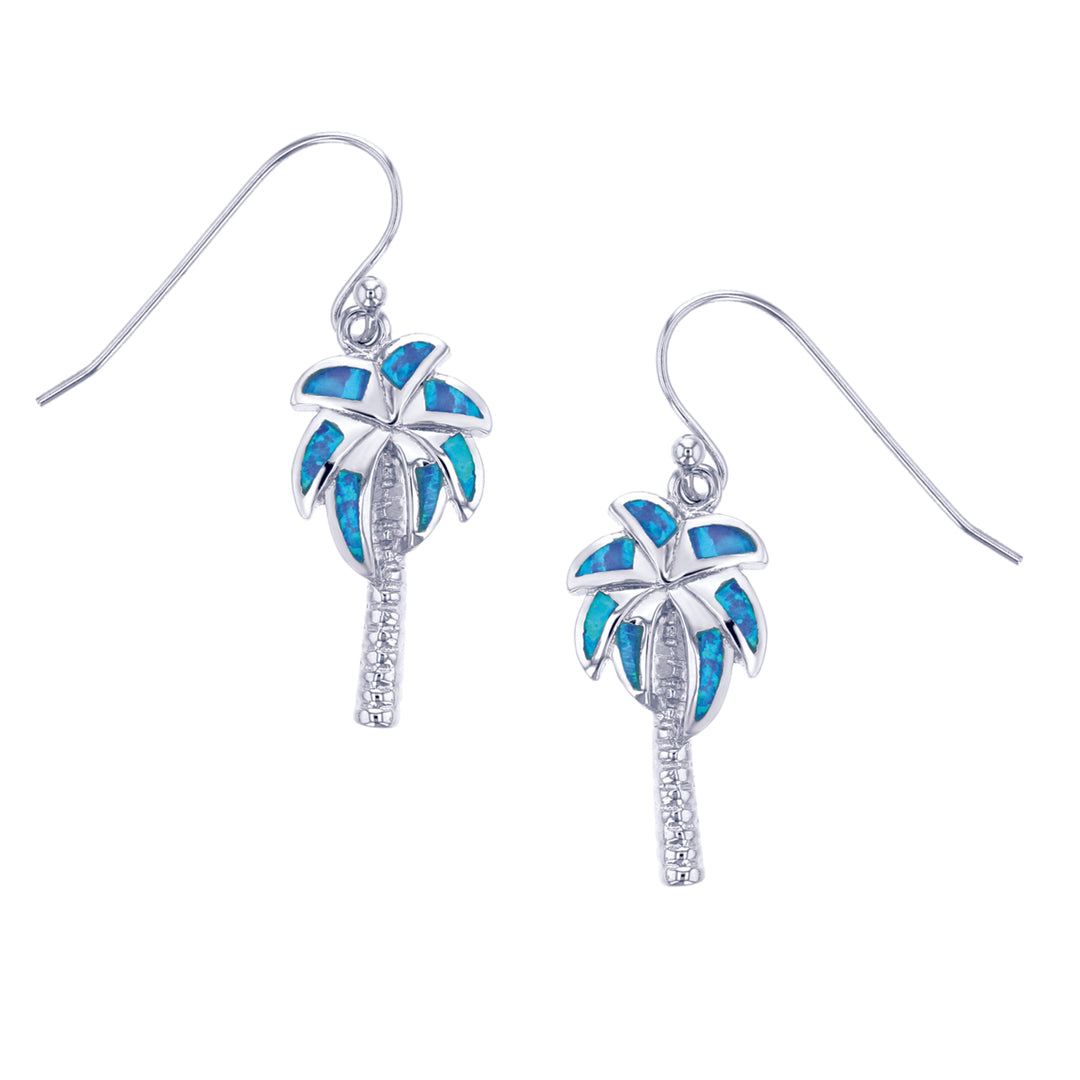 Sterling Silver Blue Oapl Palm Tree Earring Image 1