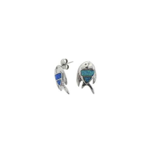 Sterling Silver Blue  Fish Earring Image 1