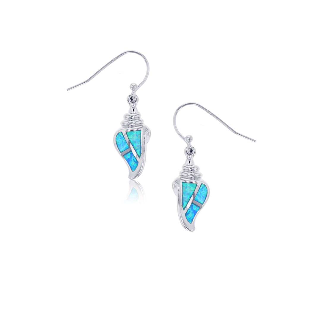 Sterling Silver Earring Blue Opal Cone Image 1