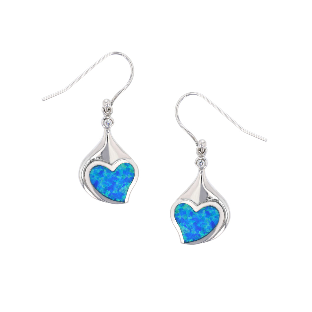 Sterling Silver Blue Opal Heart Earring Image 1